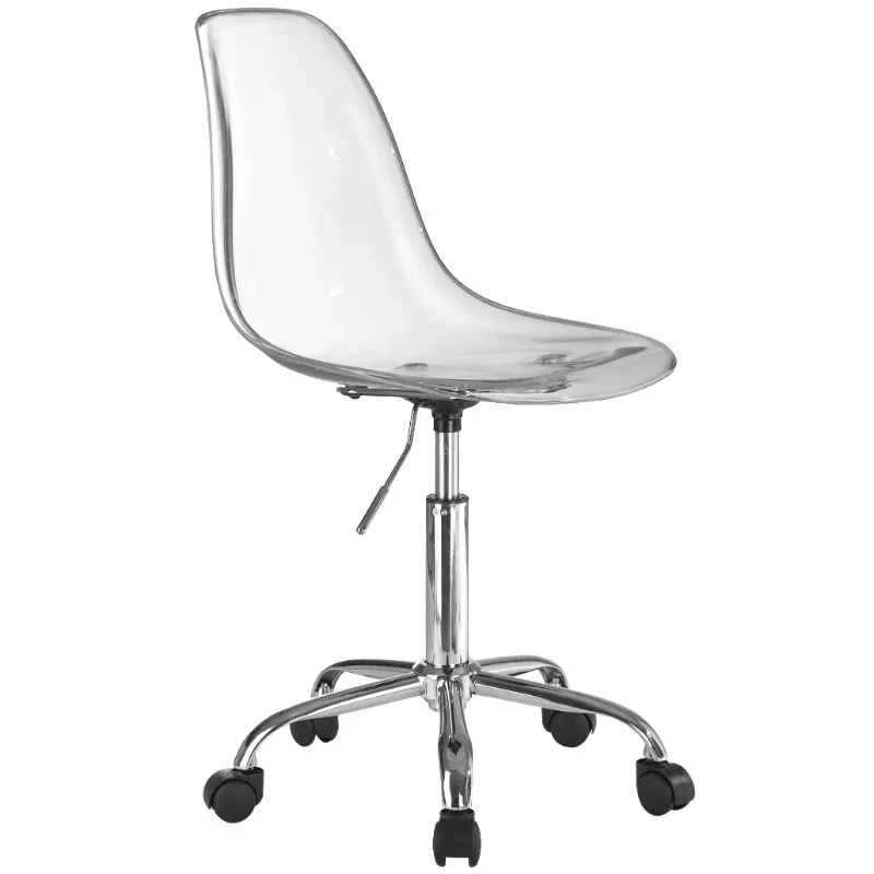 Acrylic and Metal Rolling Office Chair, Clear，Easy to move，21.25 x 19.68 x 34.00