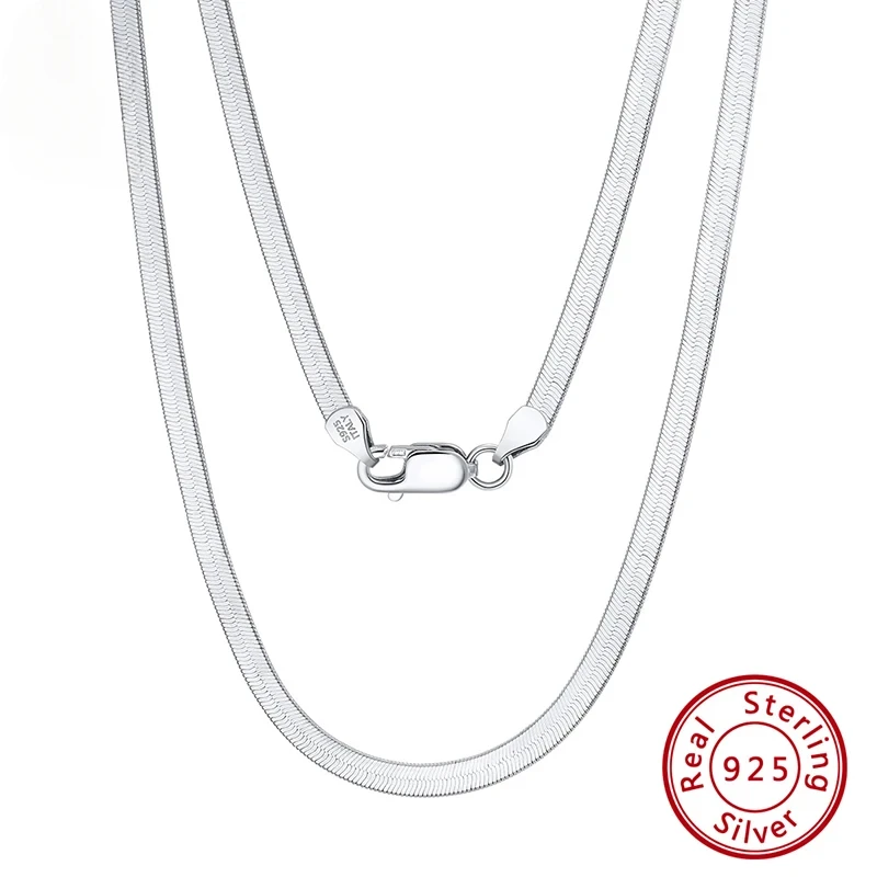 

TUES 925 Sterling Silver Unique 3mm/4.5mm Flat Herringbone Snake Chain for Women Men Punk Blade Chain Necklace Jewelry