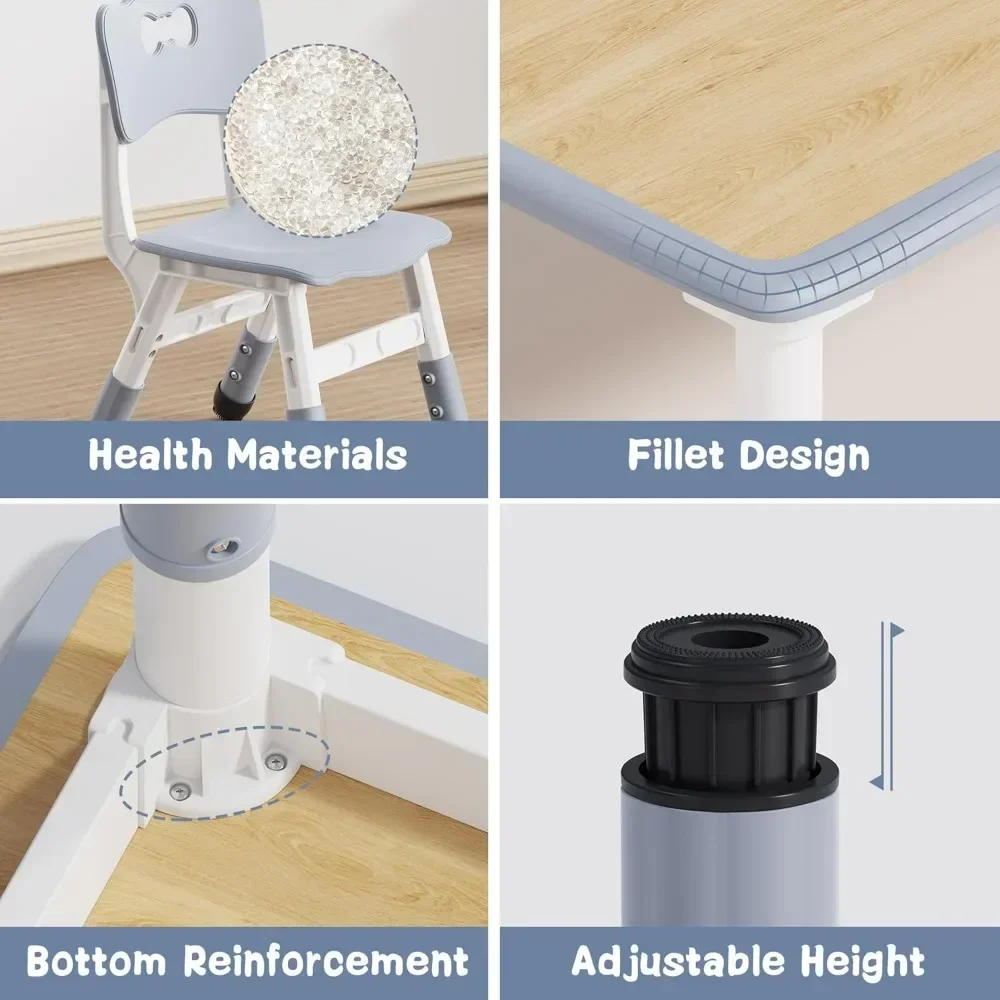 Kindertisch- und 6-Stühle-Set, höhenverstellbares Tisch- und Stuhlset für Kleinkinder, Graffiti-Desktop, Klassenzimmer/Tagesbetreuung/Zuhause