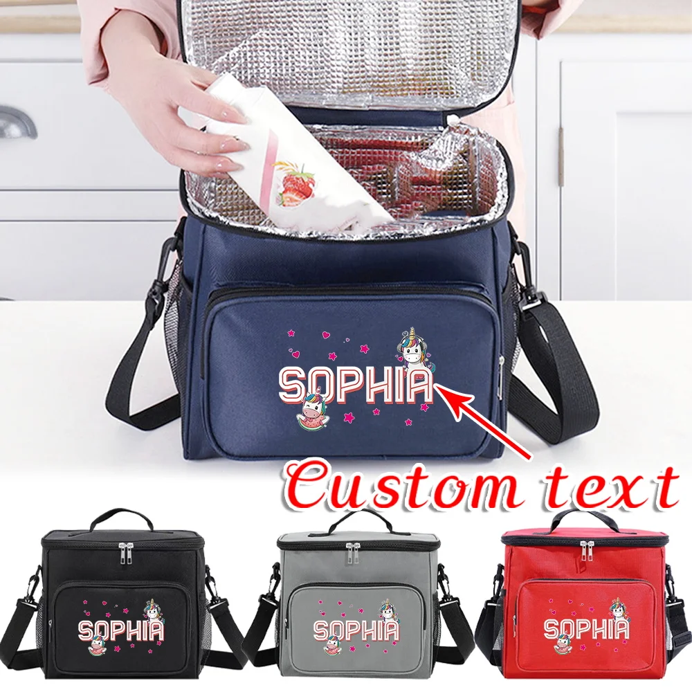 Personalized Customization Name Insulated Single Shoulder Lunch Bag Multifunctional Food Storage Bag Outdoor Travel Picnic Bag