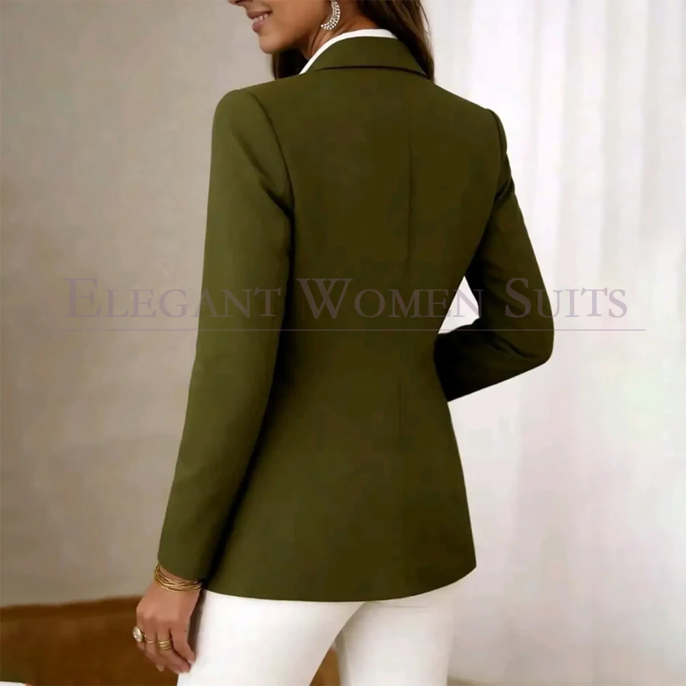 Elegant Women's Suits 2 Piece Jacket Pants Formal Single Breasted Notch Lapel Slim Fit Female Clothing High Quality Outfits