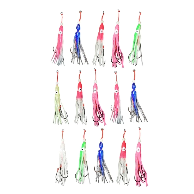 

Fishing Soft Lures Multicolored Glowing Squid Skirt Saltwater Baits Lures Set