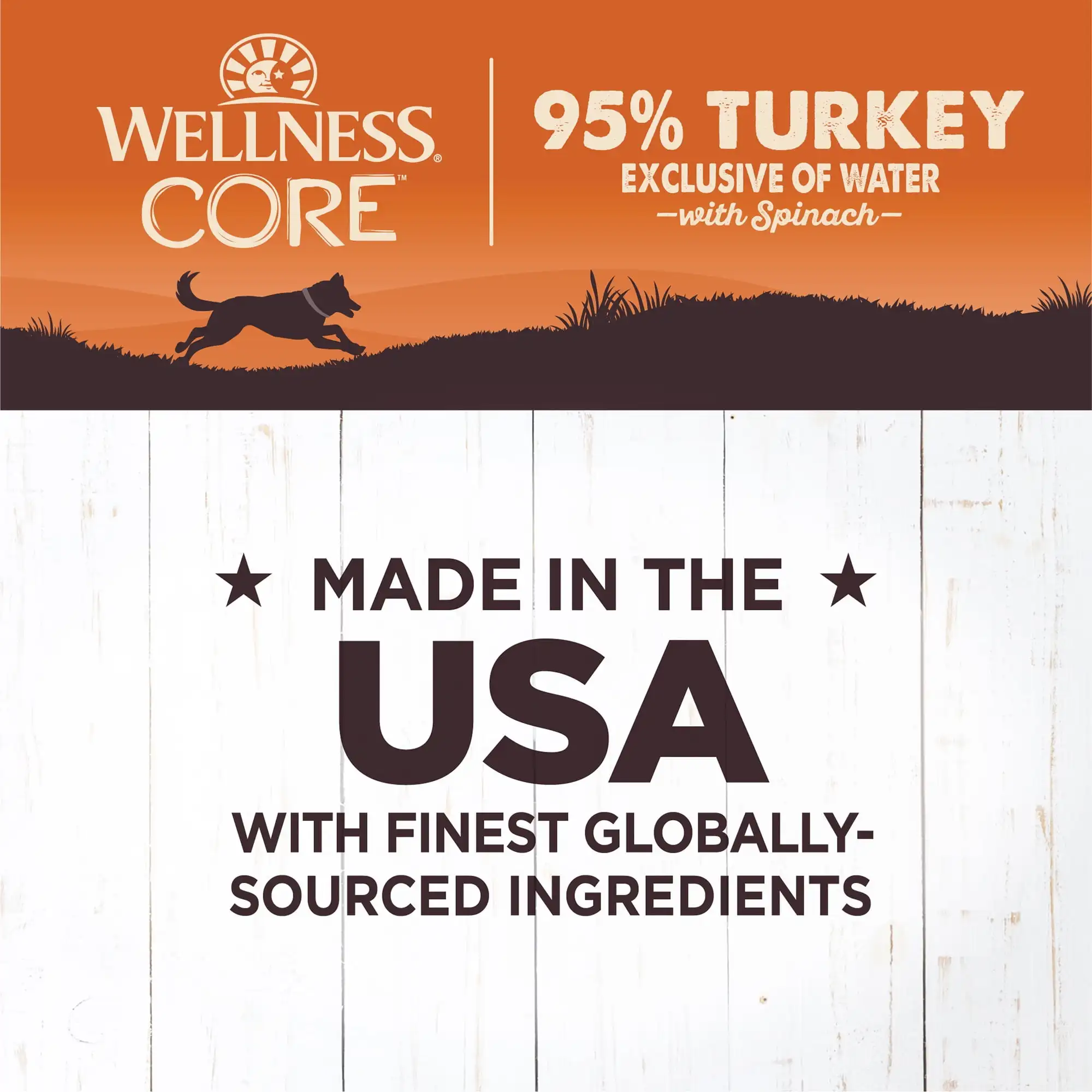 Wellness CORE Cibo per cani in scatola naturale al 95% senza cereali bagnati, tacchino e spinaci, lattina da 12 once (confezione da 12)