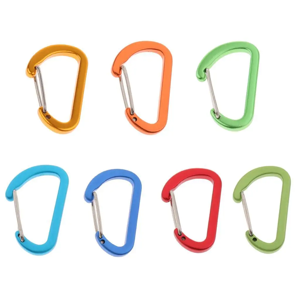 Mini Aluminum Alloy Carabiner Outdoor D Shape Quickdraw Frosted light blue