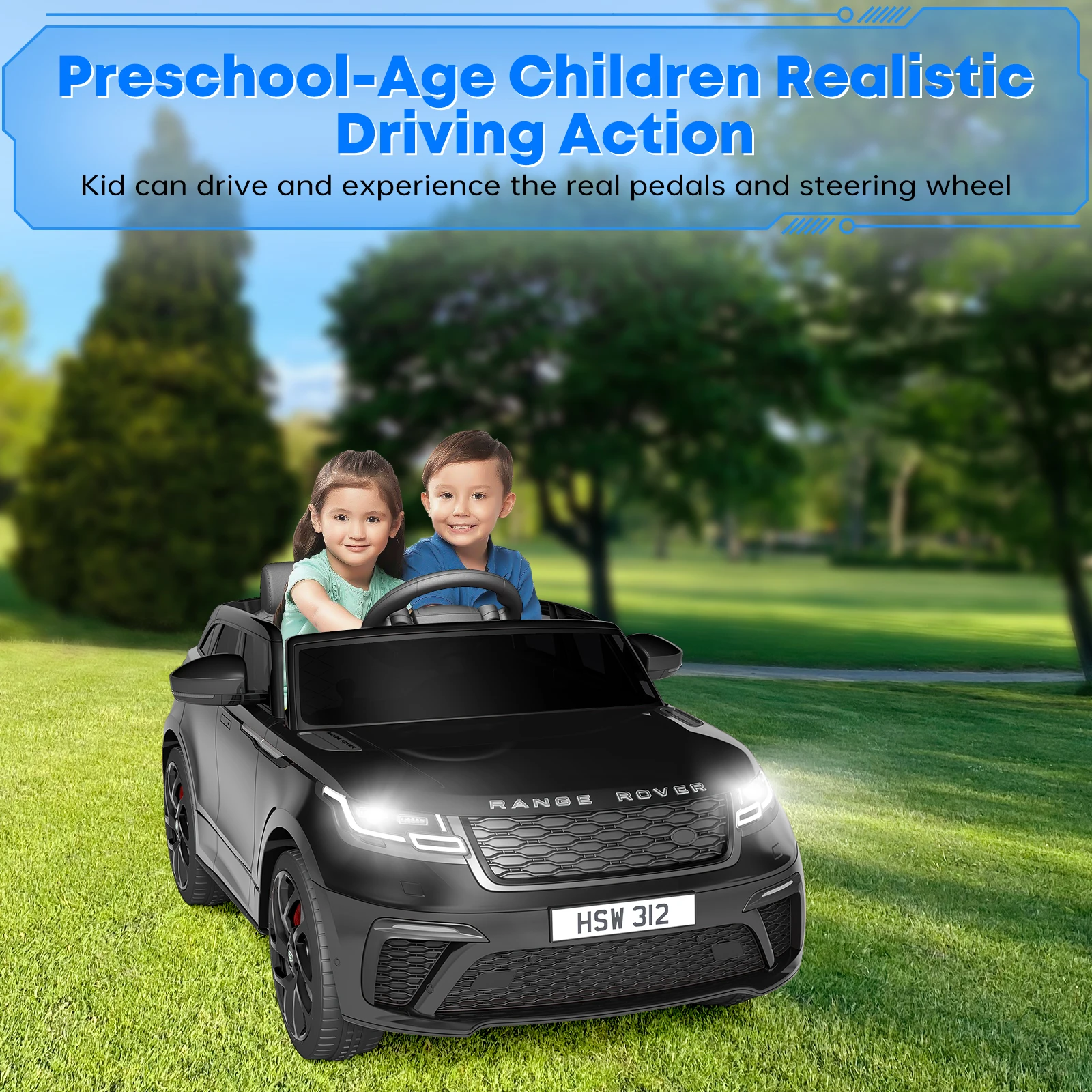 12V Ride On Car, Electric Vehicle Toy for Kid & Toddler, Battery Powered Electric Truck with Remote Control, Music, LED Lights