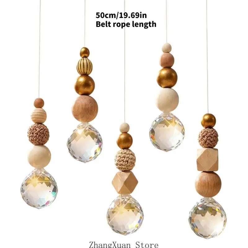 5er-Set zum Aufhängen für zu Hause mit facettiertem Kristall, Zierelementen in Holzoptik und flexiblem Schlafzimmerdisplay – Detail 6