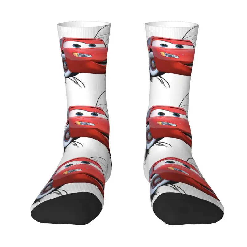 Cute Men's Lightning Mcqueen Cars Dress Socks Unisex Comfortable Warm 3D Printed Cars Crew Socks