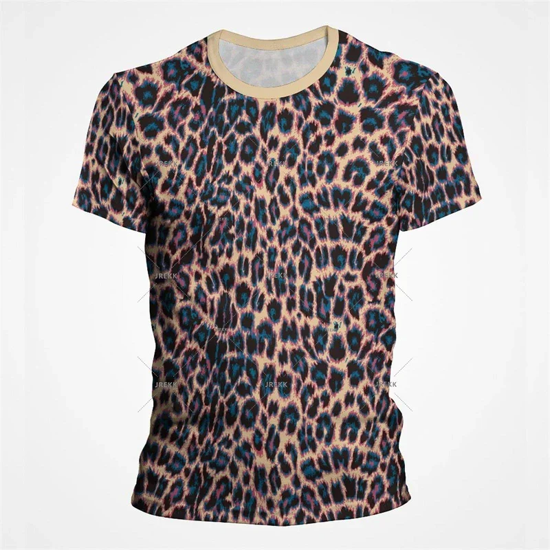 

Leopard T-shirt Textures Pattern 3D Printing T Shirt For Men's Streetwear Casual Short Sleeves Fashion Summer New Sports Tee Top