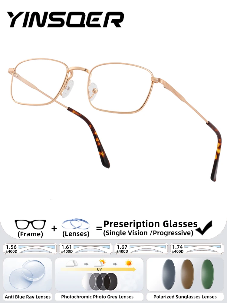 

Gold Metal Frame Blue Light Protection Glasses Man Style Trend Female Prescription Glasses Luxury Designer Sunglasses with Recip