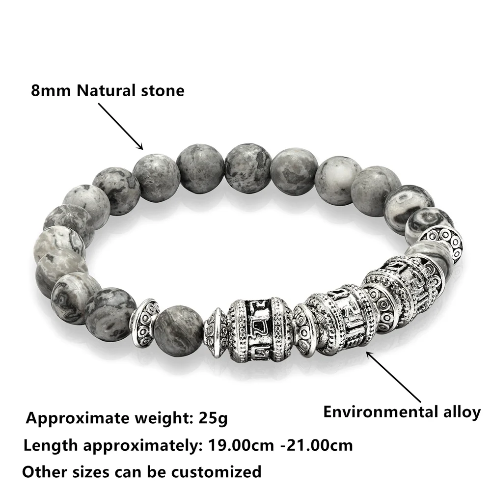 High Quality Natural Stone Bracelet for Men OM MANI PADME HUM Bracelet Women Fashion Handmade Stone Jewelry Jewelry Wholesale