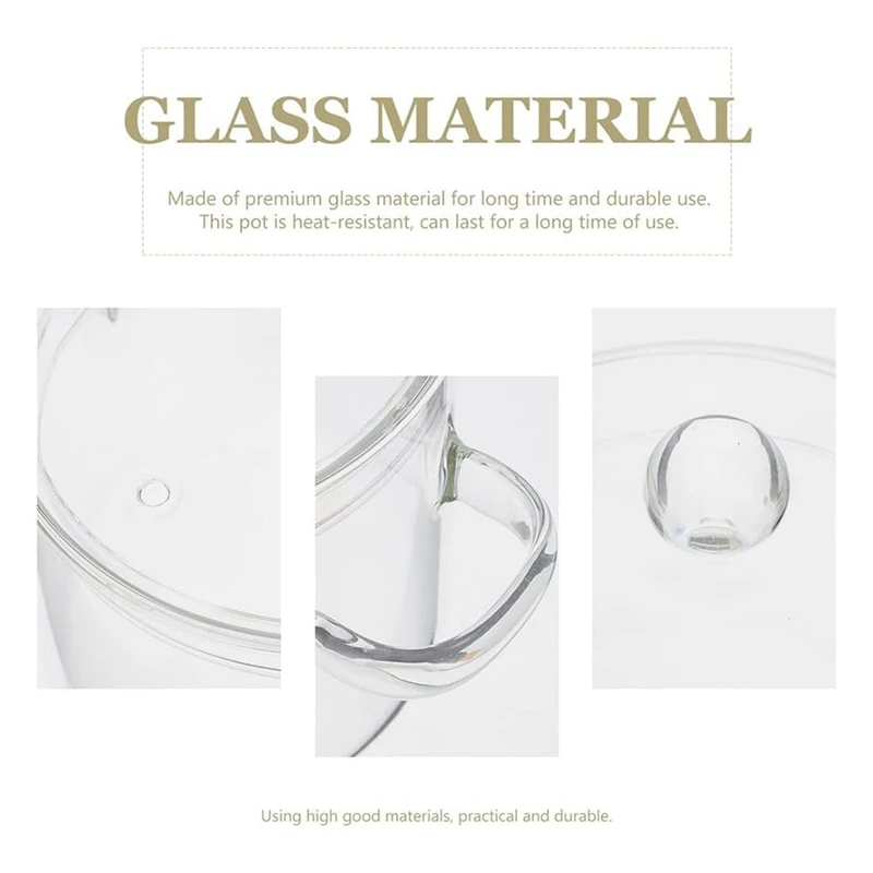 Glazen steelpan met deksel, kookplaat kookpot met deksel en handvat Sudderpot Heldere soeppan, hoog borosilicaat 1400ML