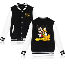 Disney Cartoon Pluto Dog Varsity Baseball Bomber Jacket Men Women Hip Hop Harajuku Jackets Kids Boys Girls Single Coats