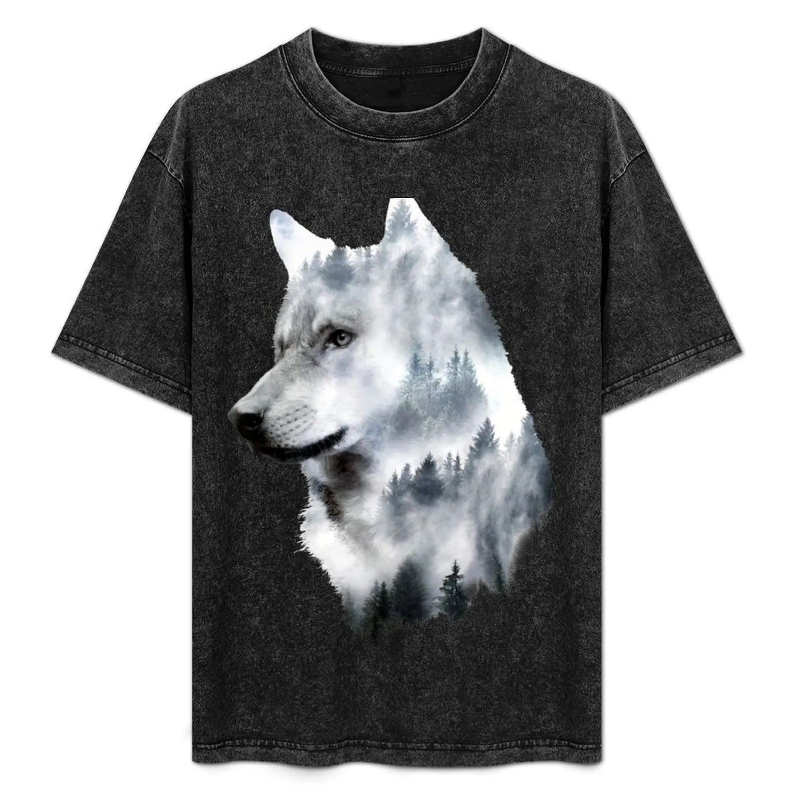 Dramabite Double exposure wolf T-Shirt Anti-Perspiration Workout Top