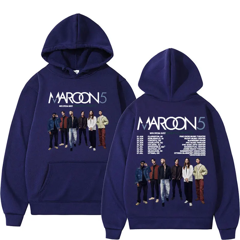 Maroon 5 Band 2024 Tour Sweatshirt Men Fashion Hip Hop Punk Style Pullovers Hoodie Male Gothic Retro Oversized Hooded Streetwear