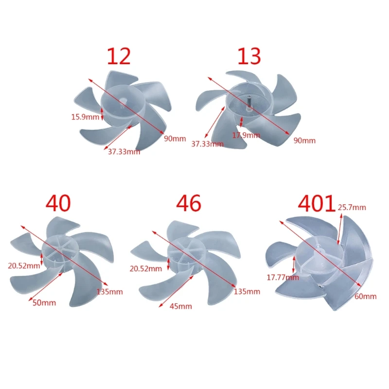 Pale del ventilatore in plastica 5 foglie per asciugacapelli Pale del ventilatore da tavolo con motore Dropship trasparente