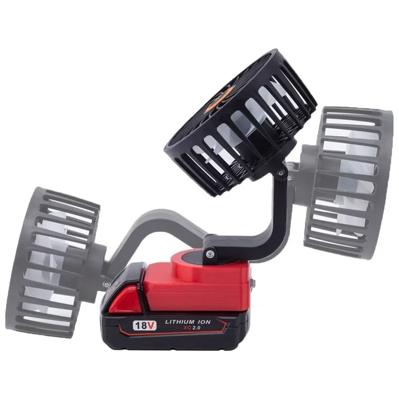 Suitable for Milwaukee 18/20V Lithium Battery Adapter Cordless Fan Portable Multi-angle Workshop on-site Fan Power Tool