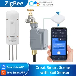 Tuya Zigbee-Minuterie d'arrosage de jardin intelligente, système d'irrigation goutte à goutte, enregistreur de débit d'eau intégré, testeur de sol, passerelle