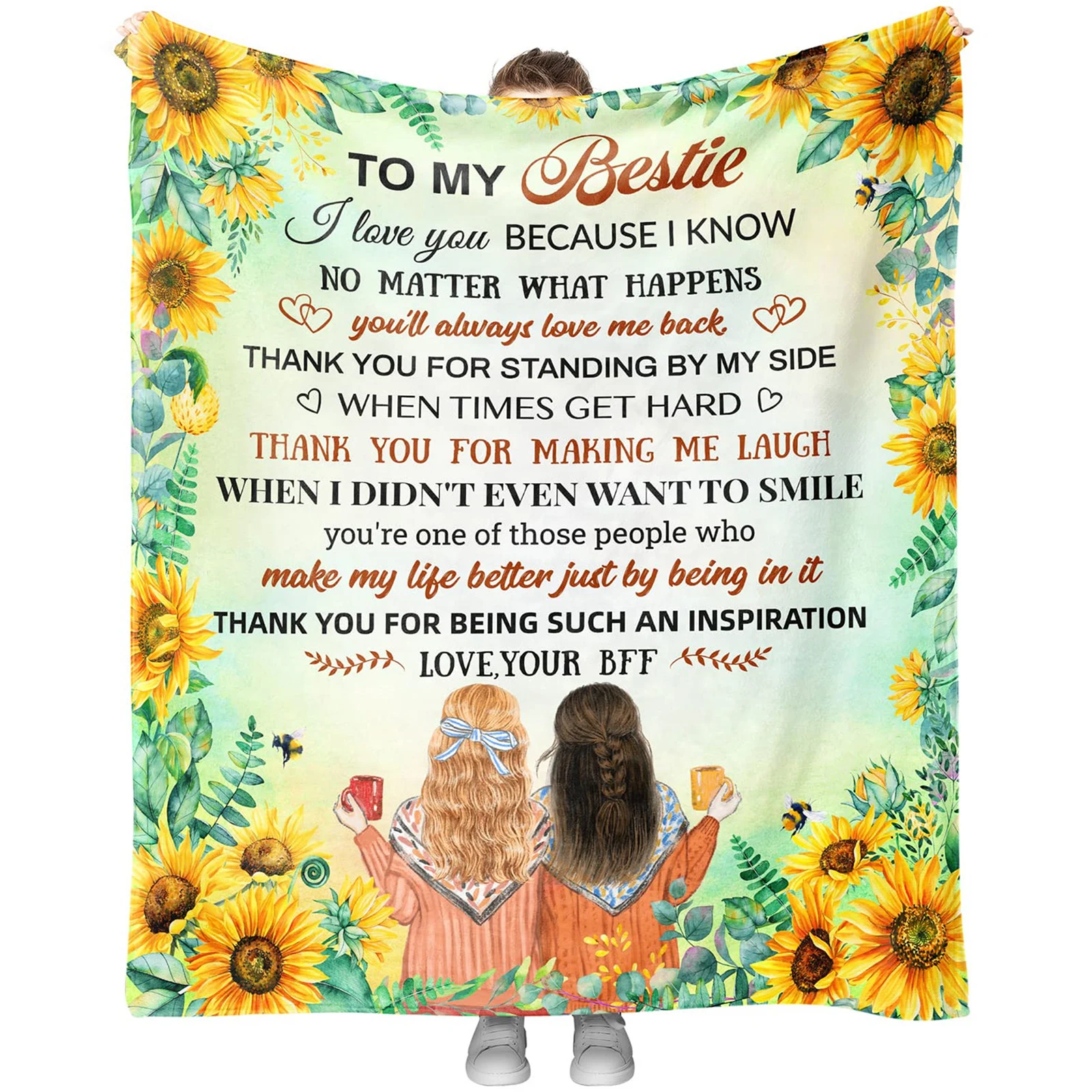 KACISSTY Best Friend Birthday Gifts Blankets 13 Designs Name Custom Gift for Women Friendship Fannel Throw Blanket Cozy Quilts