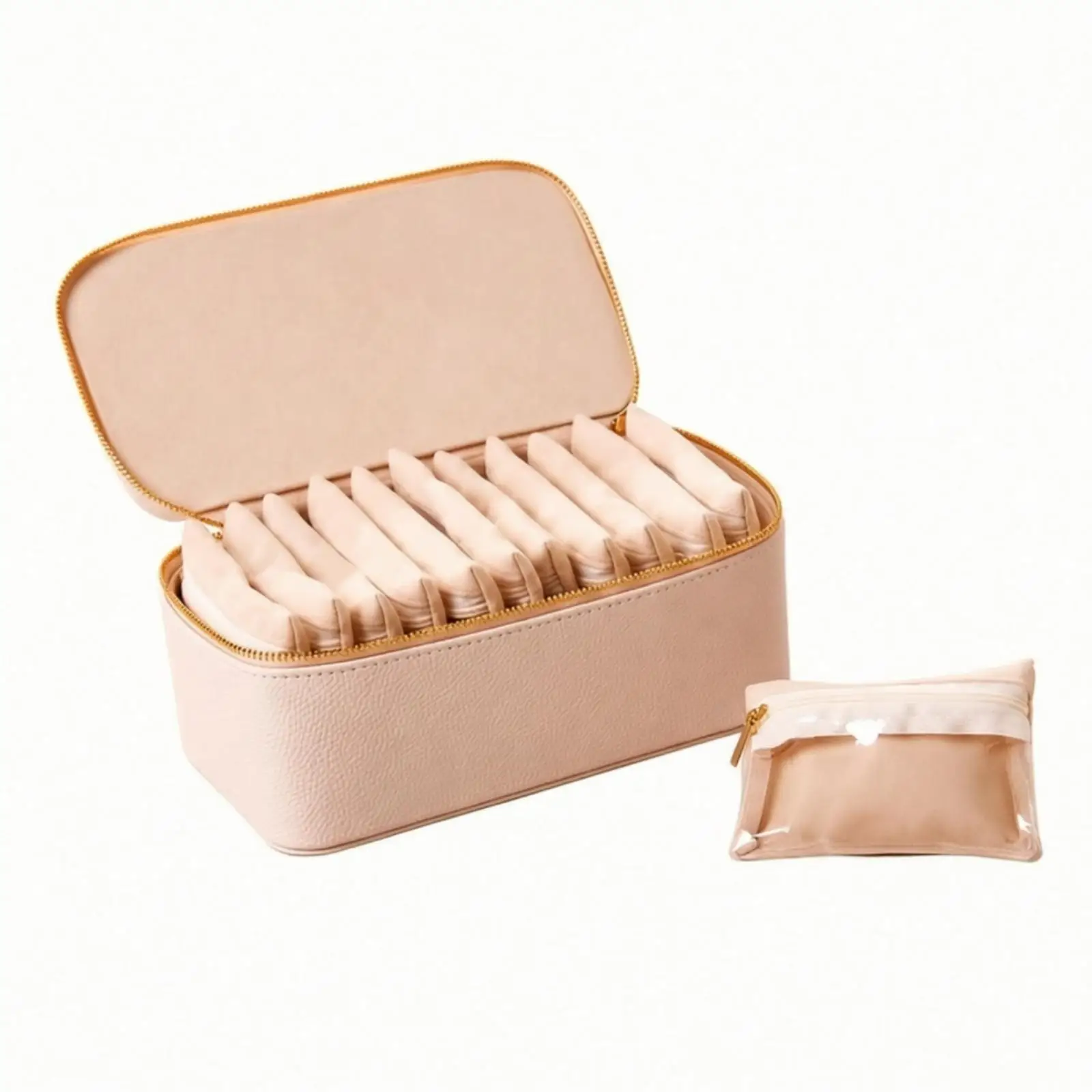 Leather Jewelry Pouch Box Organizer with Padded Interior for Earrings Rings Necklaces Portable Storage