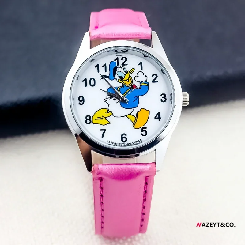 Disney Donald Duck Dial Watches Cartooon Cute Children\'s Watch Leather Band Colorful Optional Glass Dial Kids Watch A Present