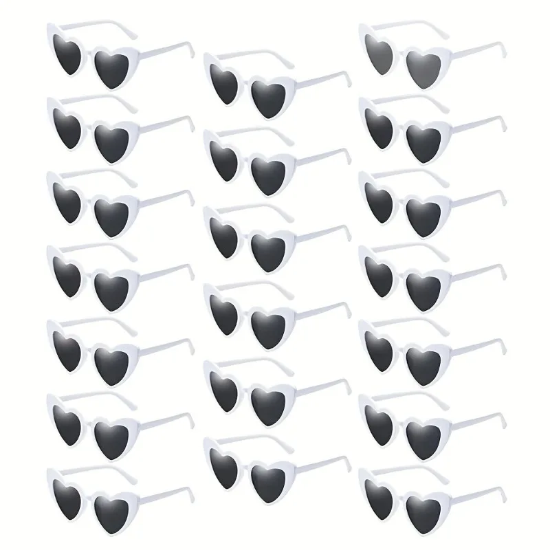 

20 White Heart-shaped Glasses Women's Only Retro Bachelor Party and Wedding Party Accessories Suitable for Birthdays Parties