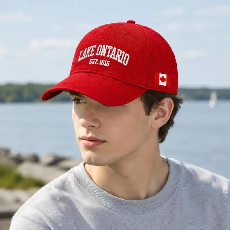 Baseball Hat with Textured Maple Embroidery and Curved Brims for Camping 6XDA