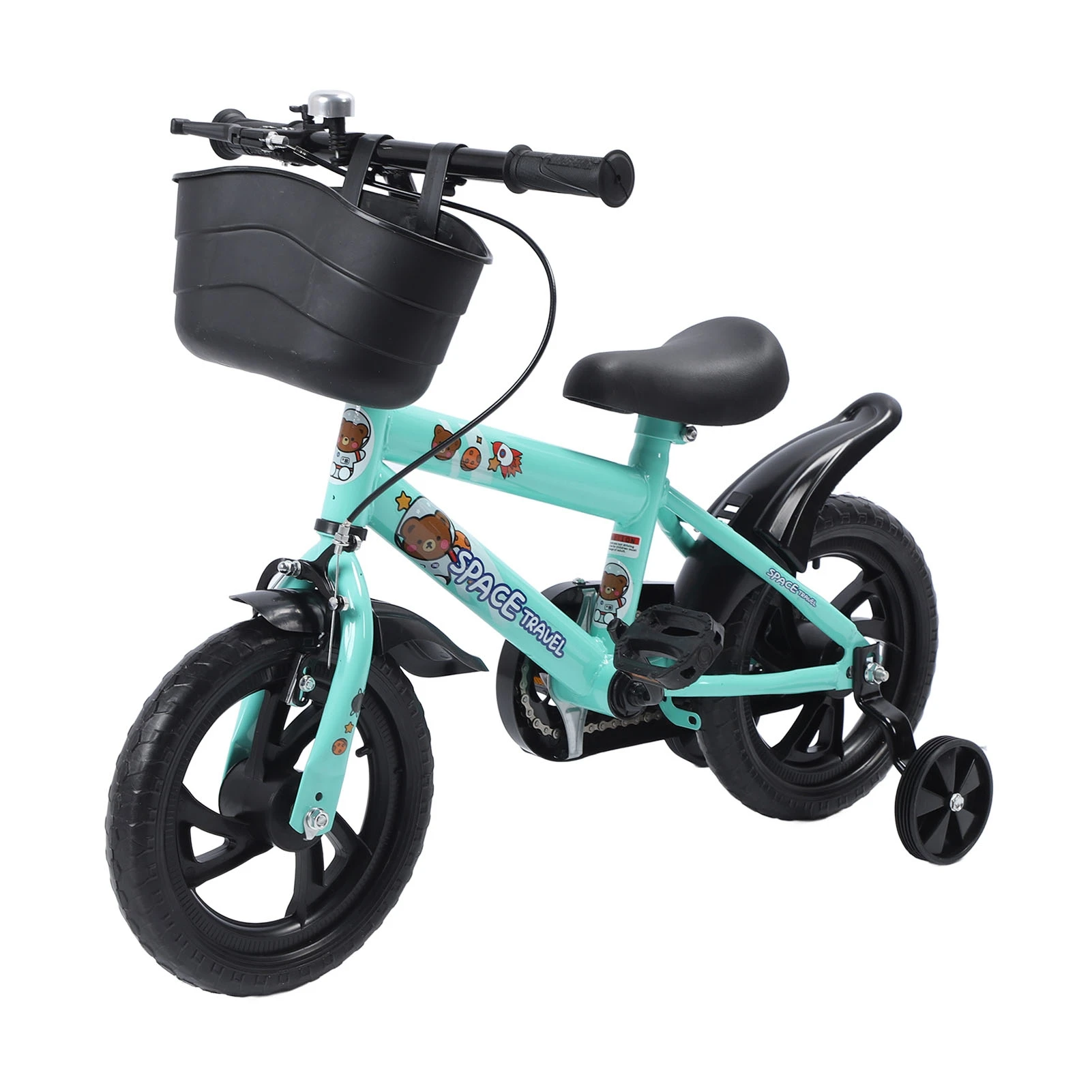 

Kids Bike Prevent Foot Stuck Stable Structure Elastic Cushion Children Bike with Training Wheels for Ages 3‑6 Years