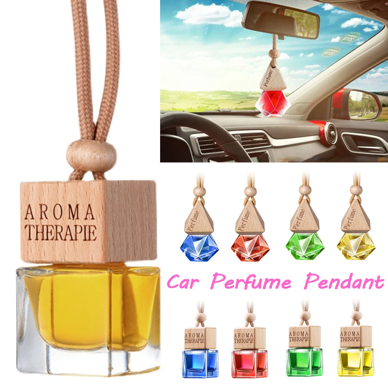 

Creative Car Aromatherapy Fragrance Pendent Bottle Perfume Diffuser Air Fresheners Remove Odor Lasting Fragrance Car Accessories