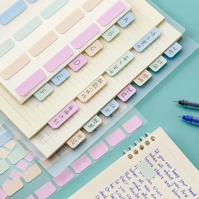 4sheets Label Paper Writable Index Stickers Cute PET Memo Pad Morandi Color Loose-leaf Classification Stickers Stationery Office