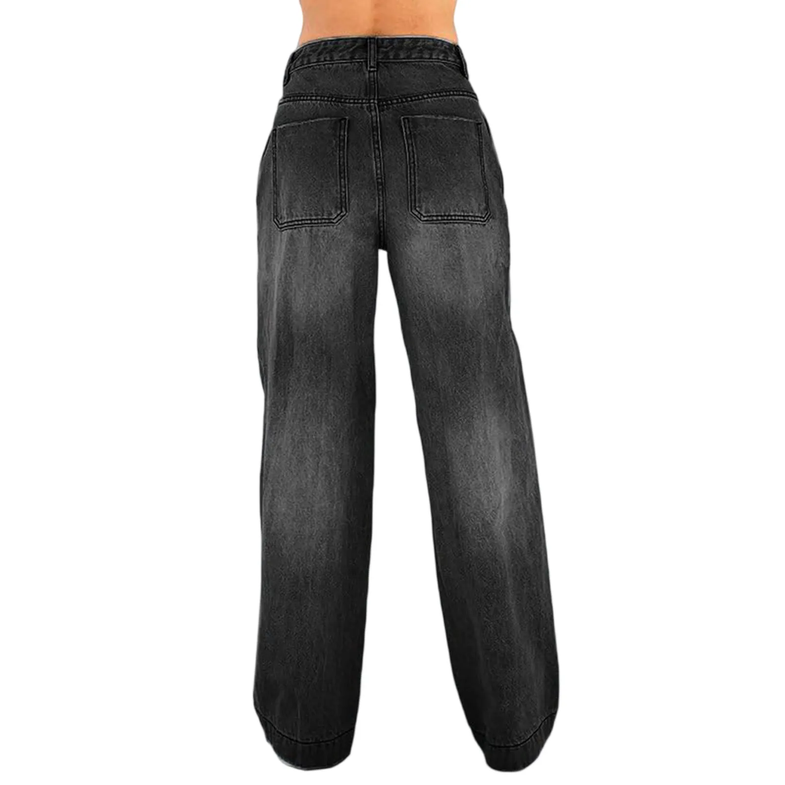 กางเกงยีนส์ทรงตรงผู้หญิง ปี 2025 สี่ฤดู เอวสูง หลวม แฟชั่นลำลอง ขากว้าง สวมใส่สบาย เหมาะกับการเดินทางไปทำงานและสวมใส่ในชีวิตประจำวัน