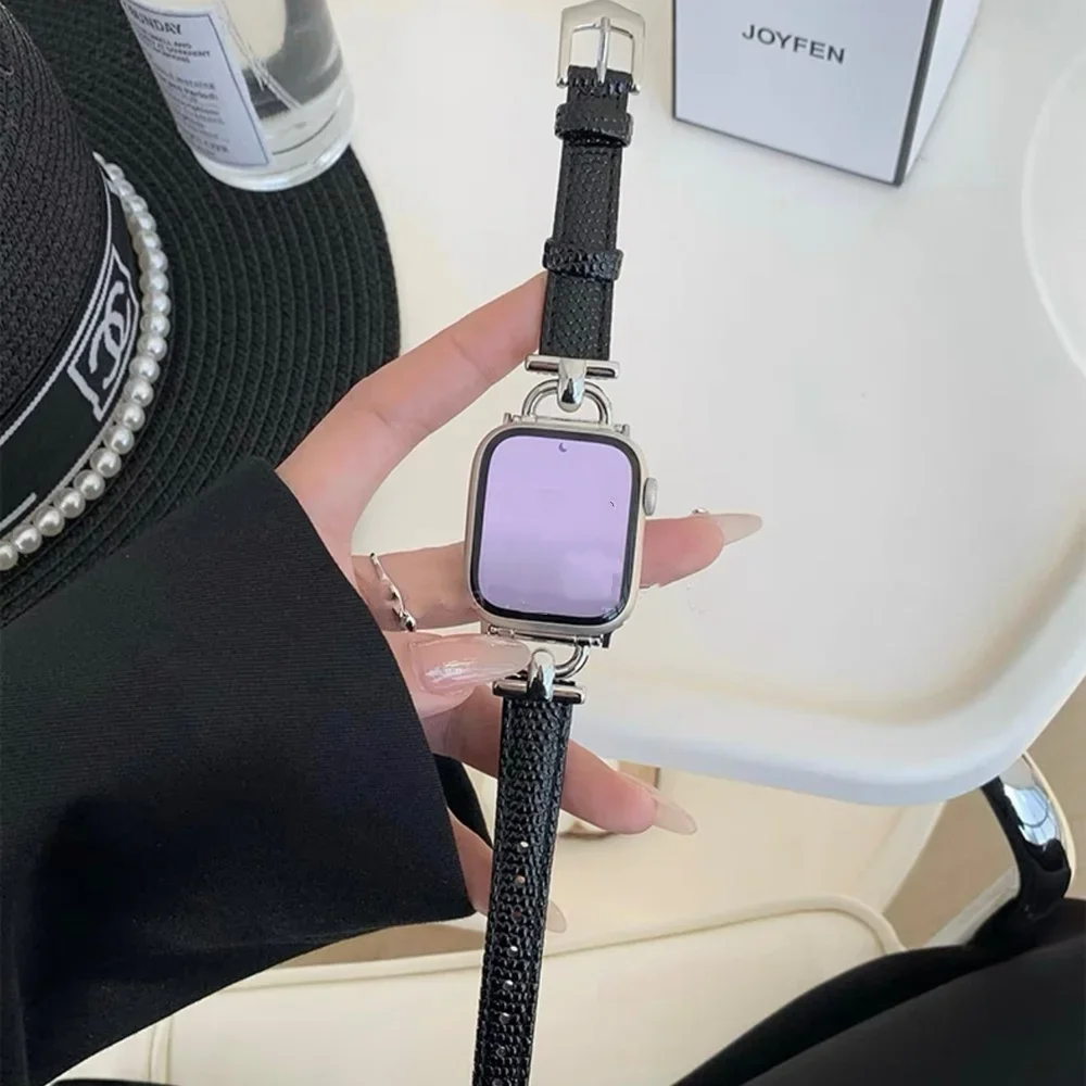 Кожаная петля для Apple Watch, женский ремешок серии Ultra 10/9/8/7/6/5/4/3/2/1 SE 38 мм 40 мм 41 мм 42 мм 44 мм 45 мм 46 мм 49 мм Ремешок