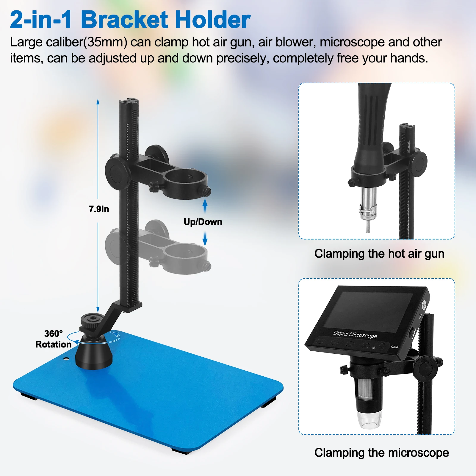 NEWACALOX Magnetic Third Hand Soldering Station Tool Microscope/Heat Gun Clip PCB Soldering Holder for Electronic Repair