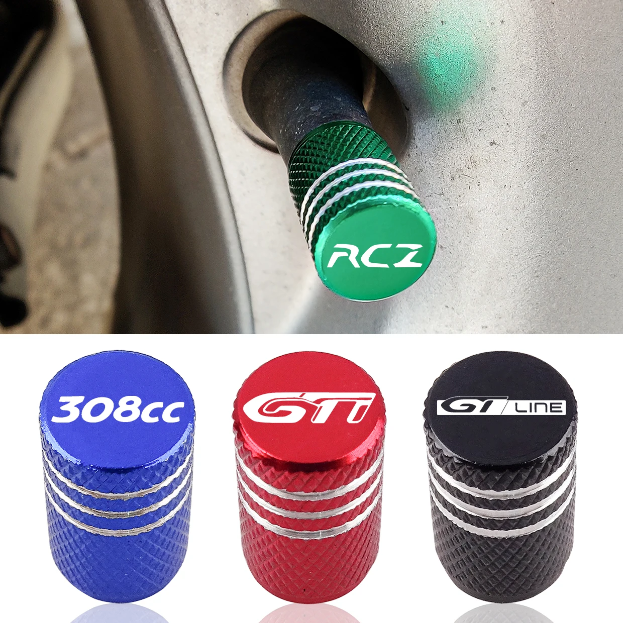 Aluminum Tire Valve Cap Car Emblem Dust Cover For Peugeot 206 207 307 308 CC 3008 4007 4008 5008 GTI GT line Boxer iOn RCZ