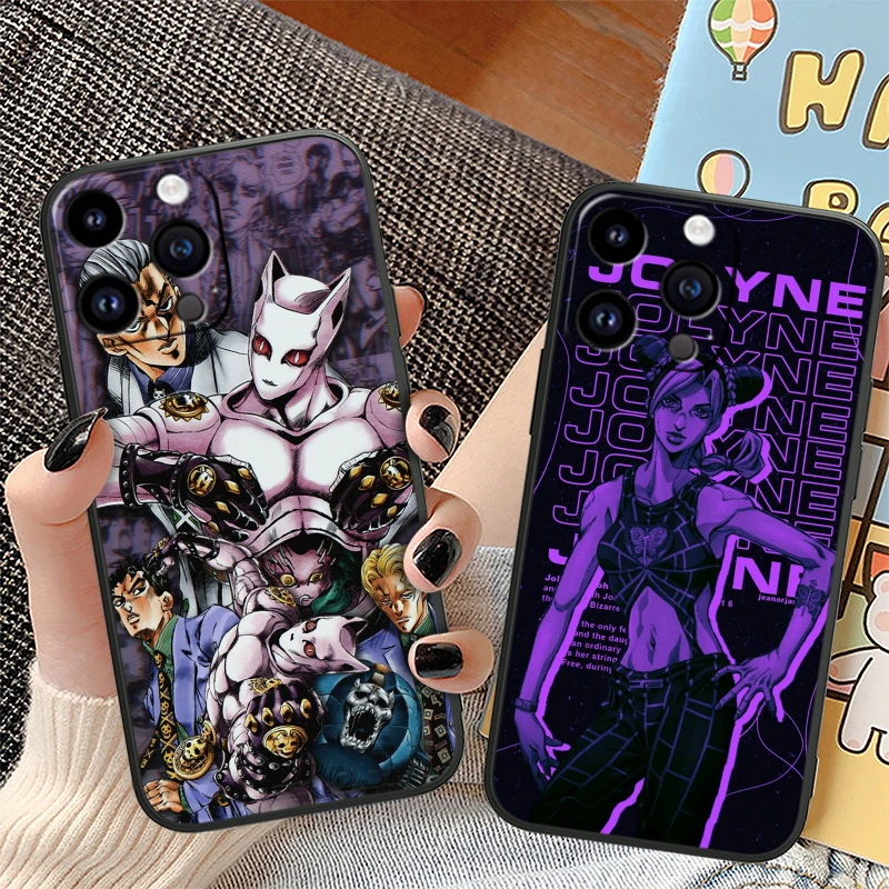 Anime JoJo Cool For Apple iPhone 15 14 13 12 Mini 11 XS XR X 8 7 Pro Max Plus Soft Silicone Black Phone Case image 6