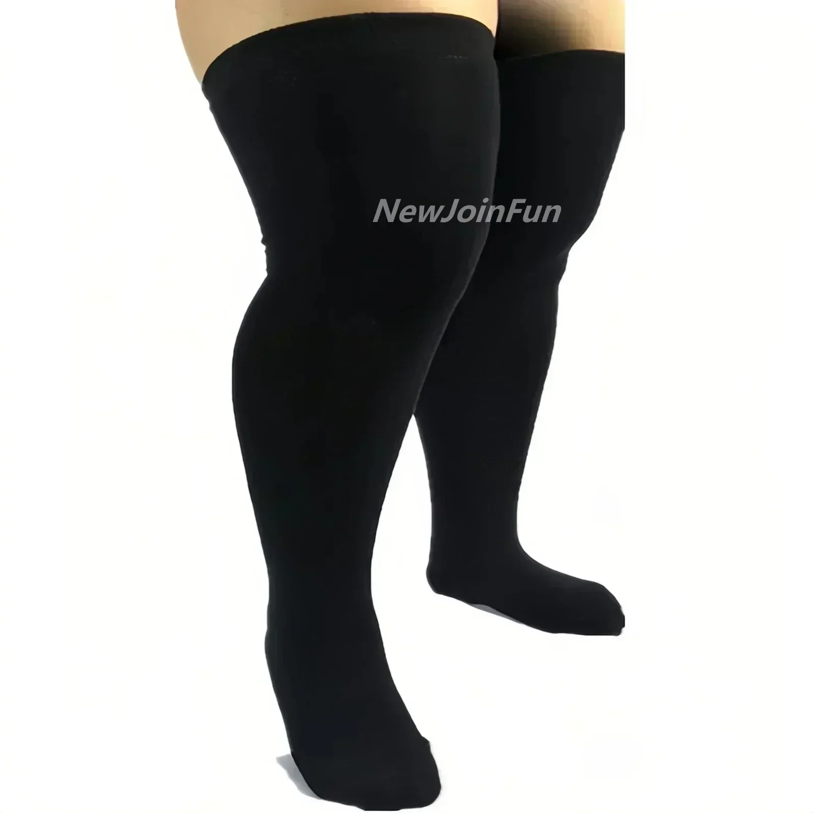 NewJoinFun Große Größe Lange Frauen Dünne Schwarze Hohe Socken Über Das Knie Frau Plus Größe Elastische Kraft Strumpf