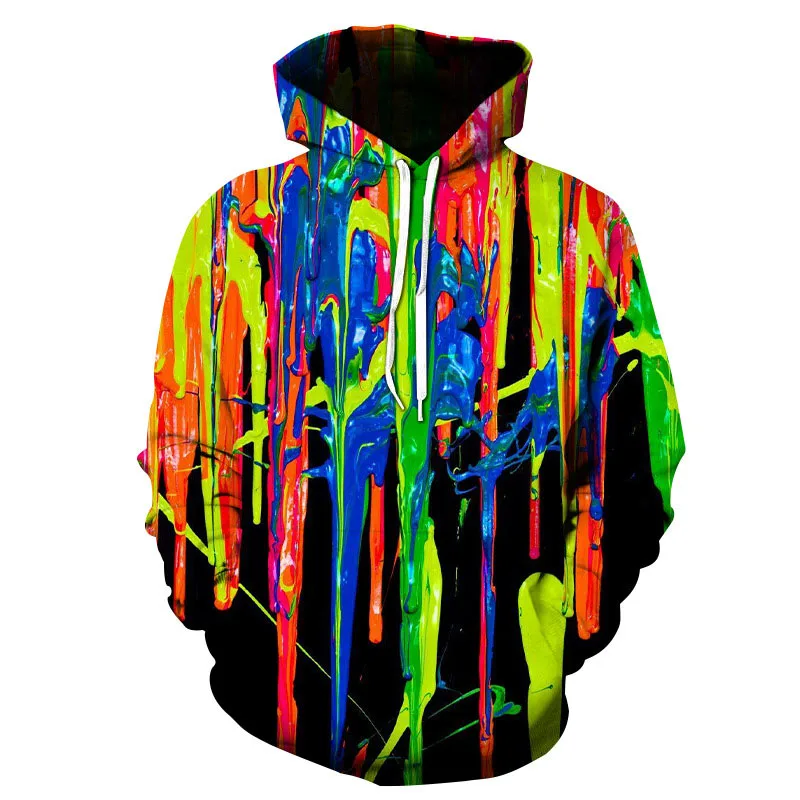 Colorful Watercolor Ink 3D Print Hoodies Men Oversized Hooded Sweatshirts Harajuku Tracksuits Pullover Y2k Top Coat Kid Clothing