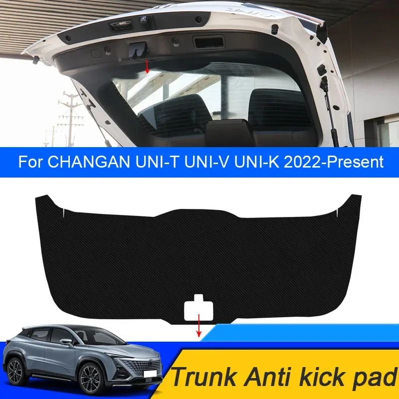 For CHANGAN UNI-T UNI-K UNI-V 2022-2025 Car PU Leather Mat Anti-kick Cushion Trunk Weather Dustproof Protection Tailgate Sticker