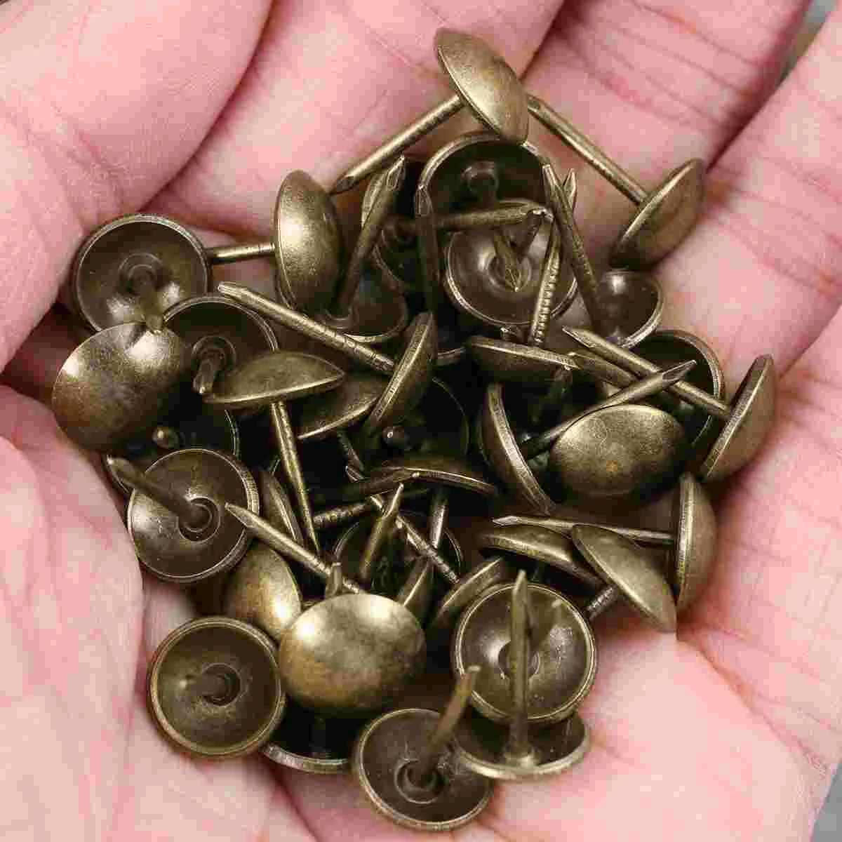 

100pcs 11x17mm Vintage Round Domed Head Upholstery Nails Tacks Decorative Sofa Furniture DIY Tacks Kits