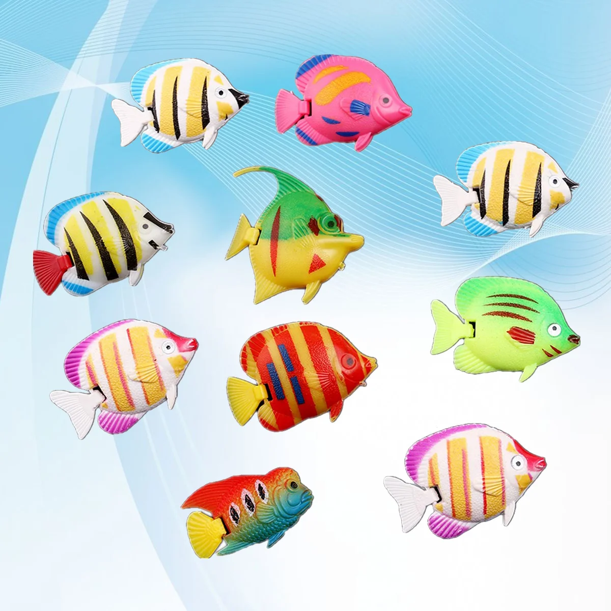 10pcs Plastic Artificial Fish Simulation Fish Miniatures Floating Vivid Landscape Aquarium Ornament Decoration (Random Pattern)