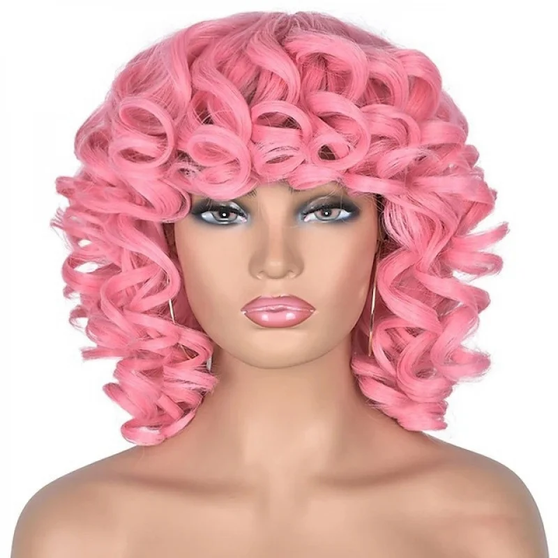 Lace , fashionable headpiece, small curls, short hair, Latin American style curly wig, full head black perm - view 4