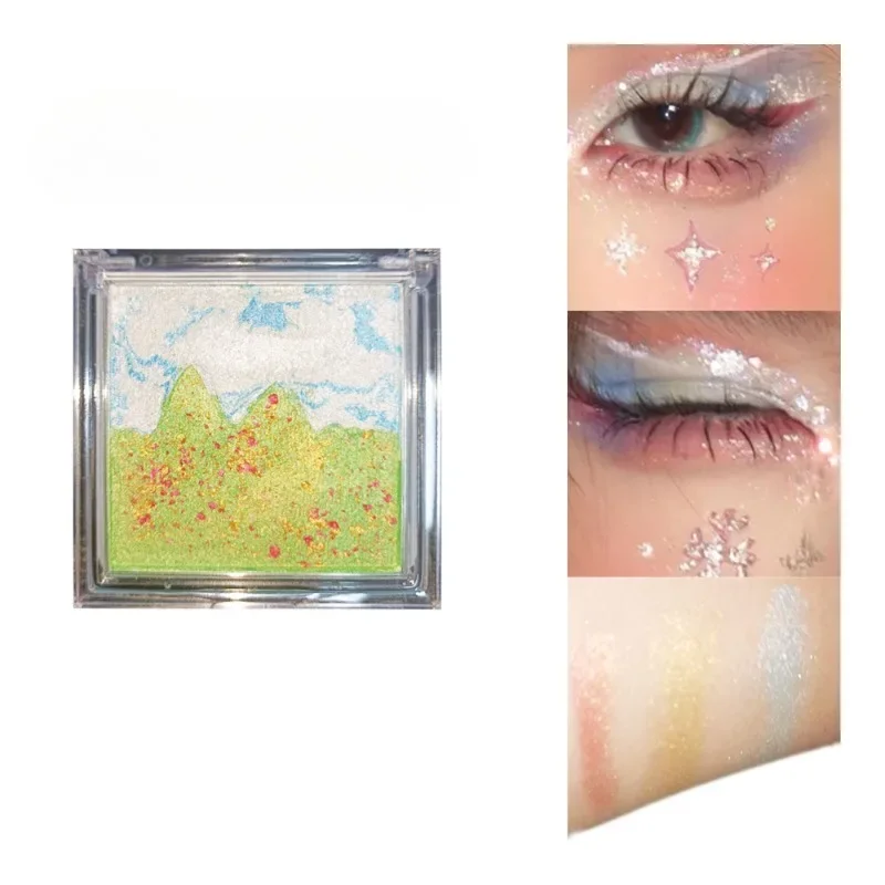 Paleta de colores de paisaje, sombra de ojos brillante, textura de polvo fino, maquillaje de escenario, placa de sombra de ojos, Cosméticos mate, resaltador brillante