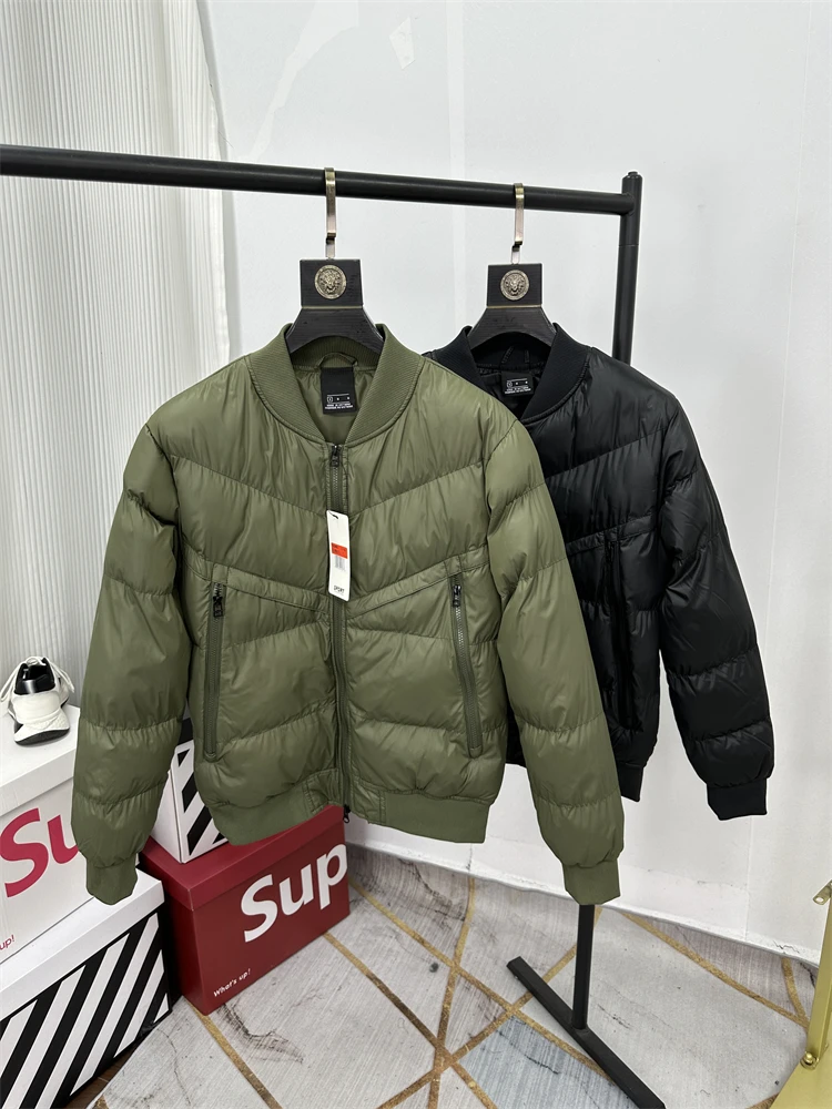 

Теплая модная хлопковая куртка с бейсбольным воротником для мужчин: легкая, ветрозащитная, водоотталкивающая, повседневная, в американском стиле, функциональная.