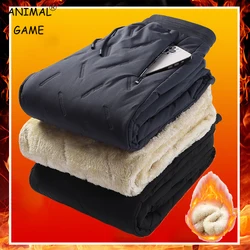 Ropa informal térmica de otoño para hombre, pantalón de chándal de lana gruesa de felpa, pantalones impermeables de lana de cordero, pantalones informales a prueba de viento para invierno