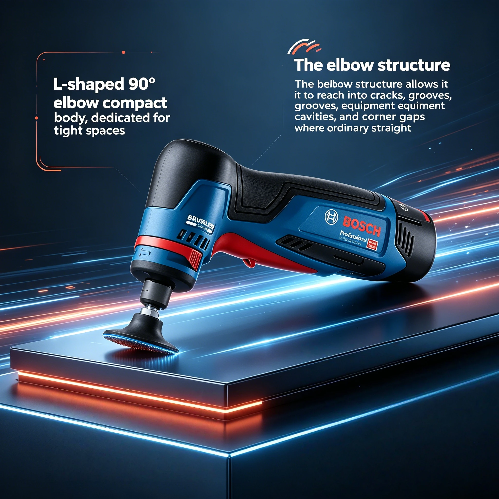 Bosch GWG 12V-50 S 12V Brushless Rotary Grinder 50mm Cordless Polisher Mini Right Angle Sander view 3