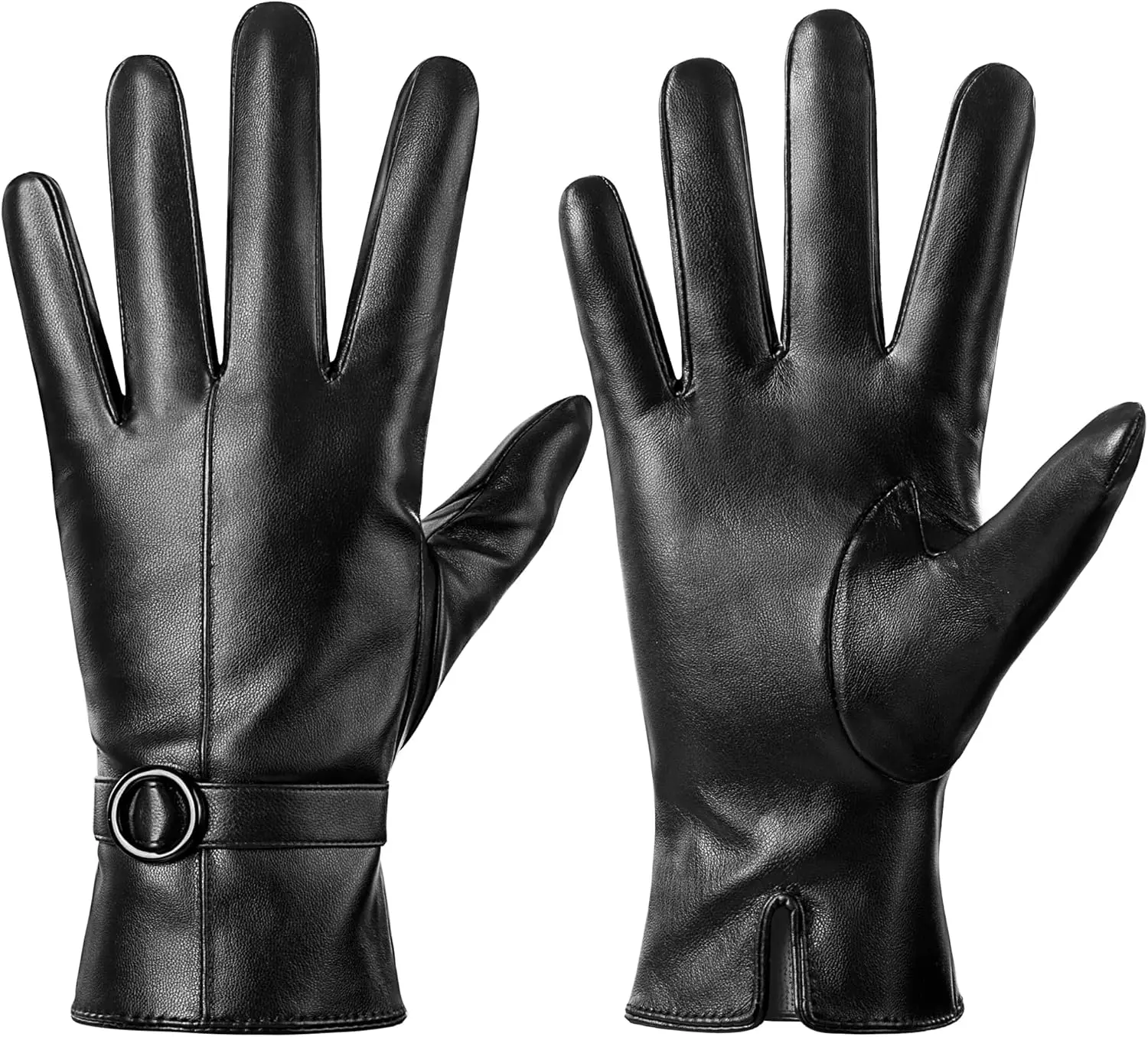 Damen-Winter-Lederhandschuhe, Touchscreen, warm, zum Fahren, Lammfell-Handschuhe, modisch für kaltes Wetter
