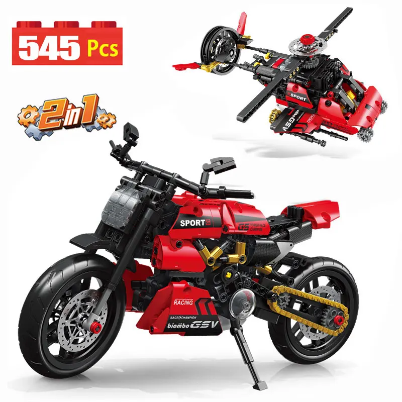 

Deformation 2 In 1 Technical Motorcycle Model Building Block Toy Speed Motorbike Vehicle Bricks Birthday Gifts