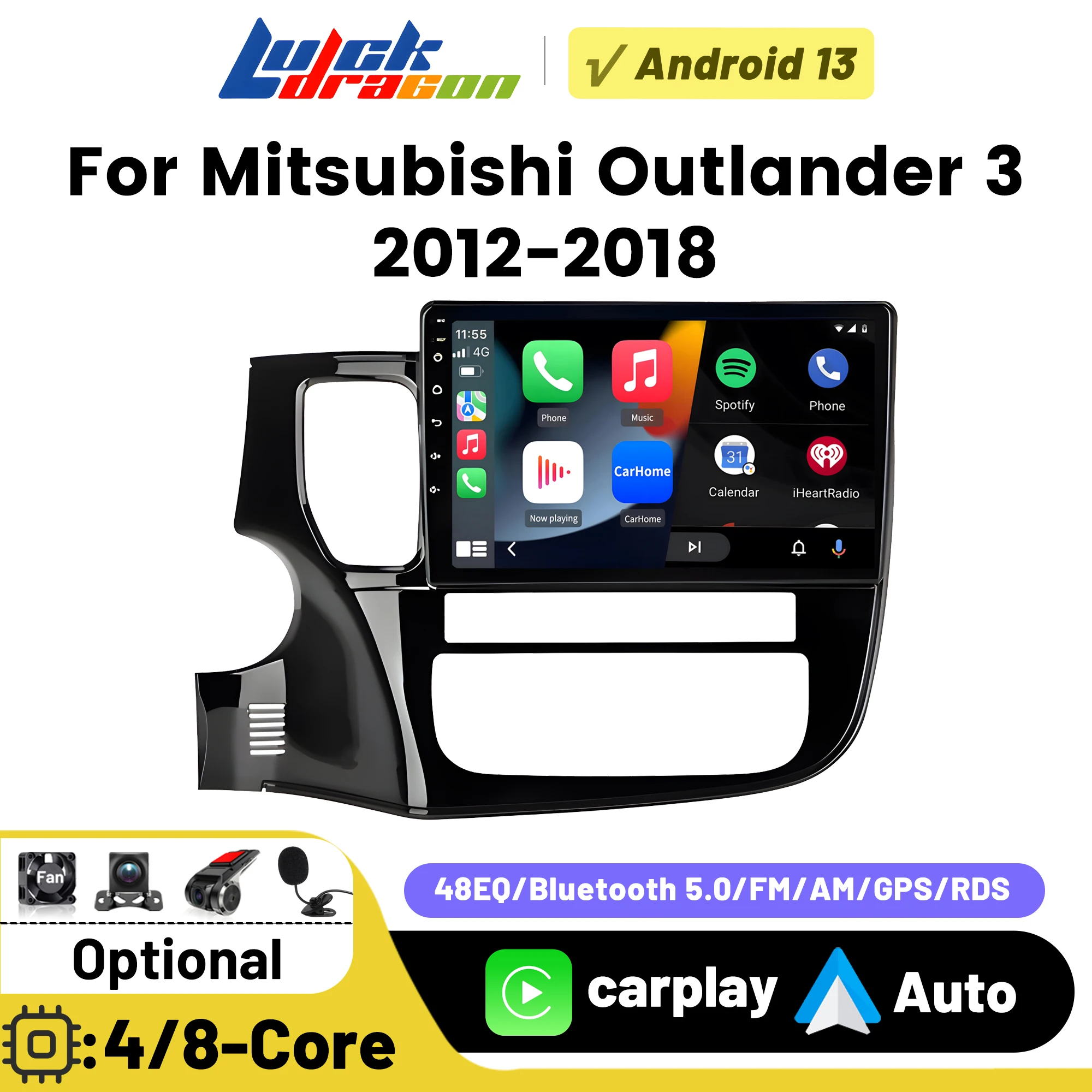 

CarPlay Android Auto Radio Wireless Bluetooth Car Radiofor Mitsubishi Outlander 3 GF0W GG0W 2012-2018 4G Car Multimedia GPS 2din