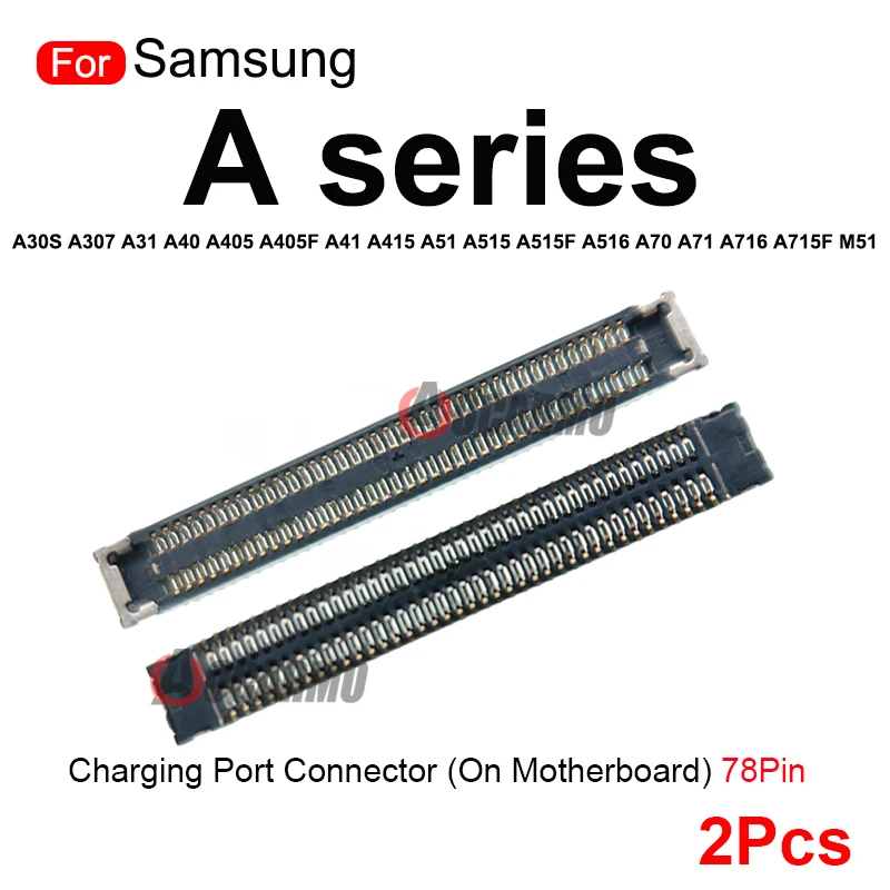 2Pcs For Samsung A31 A40 A405 A405F A41 A415 A51 A515 A516 A70 A71 A716 A715F M51 Charging Port FPC PCB Connector On Motherboard