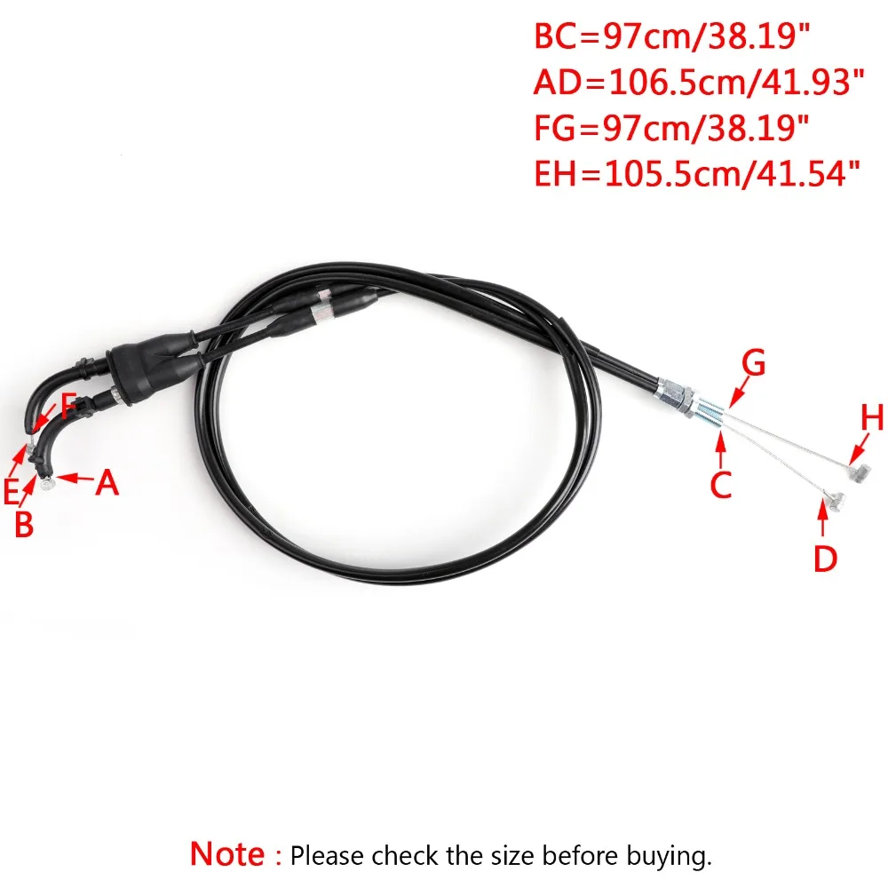 Areyourshop Motorcycle 54012-0184 Black Throttle Cable Wire For Kawasaki KL650 KLR650 2008-2017 Motorbike Steel Wire