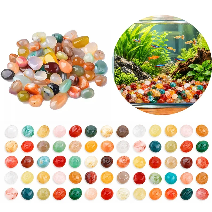 120g/240g Random Color Polished Pebble Stones Kit 1-1.6cm Multicolor Gravel Aquarium Substrate Fish Tank Decor Succulent ZYF